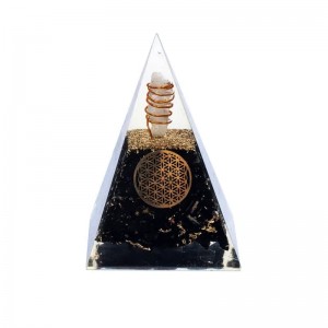 Οργονίτης Πυραμίδα Μαύρη Τουρμαλίνη Flower Of Life 5cm - Tourmaline